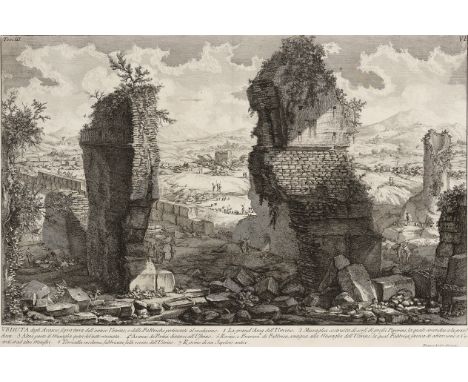 Giovanni Battista Piranesi,  Italian 1720-1778- Veduta degli Avanzi sopra terra dell'antico Ustrino; etching on laid paper, s