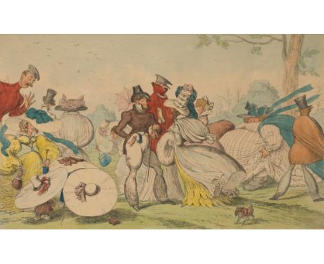 George Cruikshank,  British 1792-1878- Monstrosities of 1825 & 6; hand-coloured etching, signed 'Geo. Cruikshank fect' (withi
