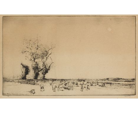 James McBey,  Scottish 1883-1959- Ebbsfleet near Sandwich, Kent; etching on wove, signed in pen 'James McBey' (in the margin,