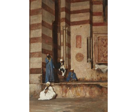 Sir William Blake Richmond, RA,  British 1842-1921- Porch of Sultan Hassan; oil on panel, signed with initials and dated 'W.B
