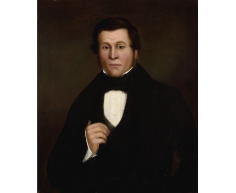 British Provincial School,  mid 19th century- Portrait of a gentleman wearing a dark jacket, half-length; oil on canvas, 76.3
