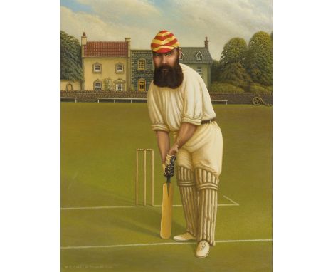 British Provincial School,  late 19th / early 20th century-   The Straight Bat, portrait of the cricketer William Gilbert Gra