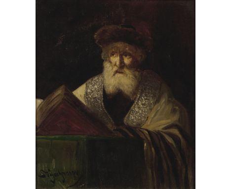 Schachmanov,  Russian, late 19th / early 20th century- Portrait of a Rabbi; oil on canvas, signed 'Schachmanov' (lower left),