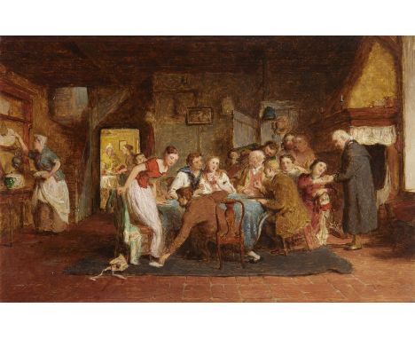 George Smith,  British 1829-1901- Study for 'A Game of Speculation'; oil on panel, signed and dated 'G. Smith / 1869' (lower 