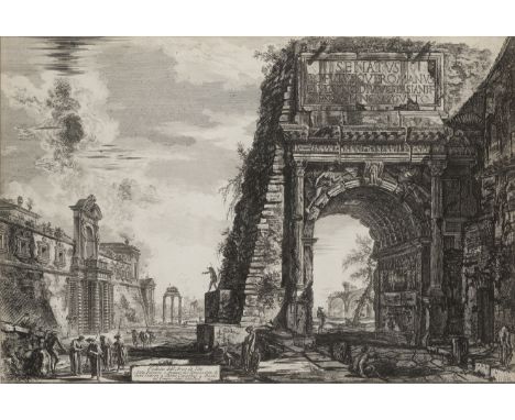 Giovanni Battista Piranesi,  Italian 1720-1778- Veduta dell'Arco di Tito; etching, titled and inscribed (within the plate, lo
