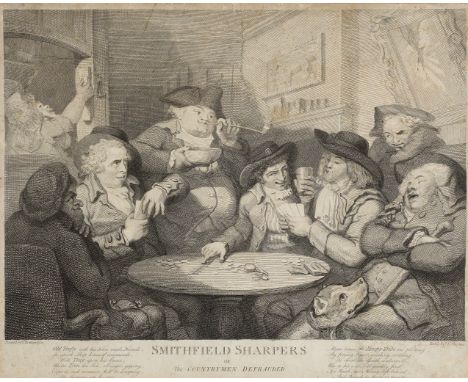 John Keyse Sherwin,  British 1751-1790- Smithfield Sharpers or the Countrymen Defrauded, after Thomas Rowlandson; etching wit