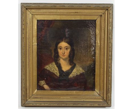 18th Century English School/Portrait of a Young Woman with Lace Shawl and Cuffs/oil on canvas, 30cm x 25cm/and other oil pain