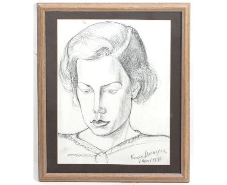Francois Desnoyer/Portrait of Katherine Gavin Jones/signed and dated Avril 1936/pencil, 26cm x 20cm