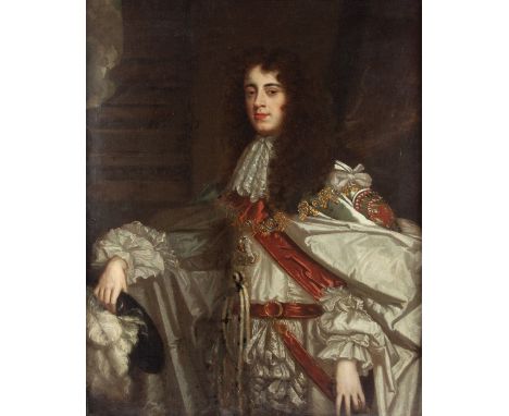 After Sir Peter Lely/Portrait of the Duke of Monmouth/three-quarter length in Order of the Garter robes, turned to his right/
