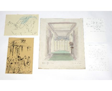 Lily Gabriella Spandorf/Reception/inscribed, dated and signed To Sir Harold and Lady Caccia June 1961/watercolour 35cm x 25cm