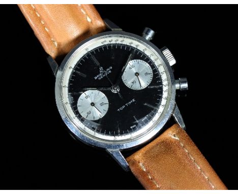 A Breitling 'Top Time' gentleman's stainless steel chronograph wristwatch, the black dial with baton markers, two subsidiary 