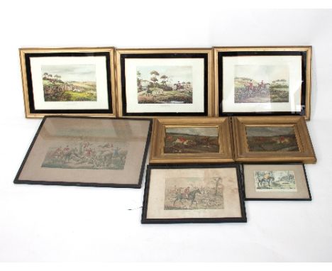 Manner of Henry Alken/Hunting Scenes/a pair/indistinctly monogrammed/oil on board, 18cm x 23cm/Reeve after Alken/Four Hunting