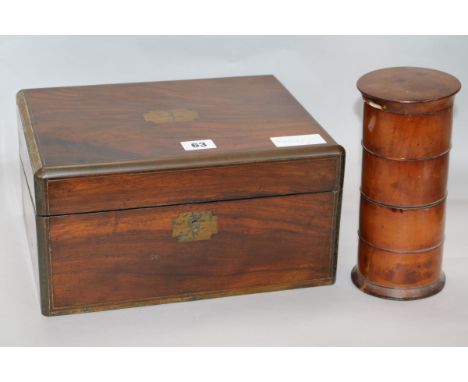 A mahogany writing slope and spice rack H.15cm, H. 30cm