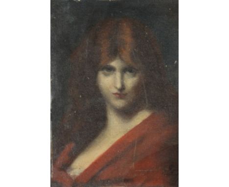After Jean Jacques Henneroil on canvasboardPortrait of a red haired womansigned31 x 23cm.