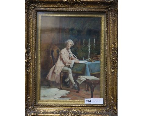 A.J. Edward Goodall, watercolour, portrait of a seated gentleman 35 x 25cm.