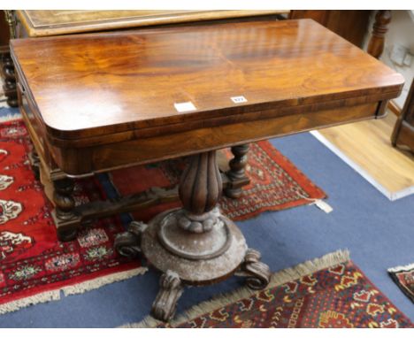 A William IV rosewood card table W.92cm