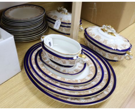 A late Victorian Royal Worcester Vitreous part dinner service, pattern no. 51, comprising eight dinner plates, eight dessert 