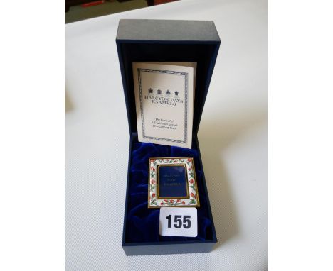 Boxed Halcyon Days Enamel floral photo frame 