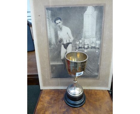 Silver Trophy 'Mussoorie Boxing Tournament 1925 Light Weight' Presented by HH The Maharaja of Bharatpur. with related photogr