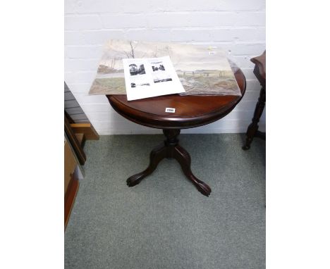 20thC Mahogany circular side table on tripod paw feet 