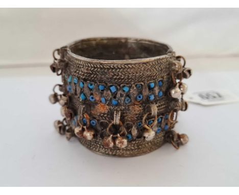 WHITE METAL NAVARO? STONE SET BANGLE (NO PIN)