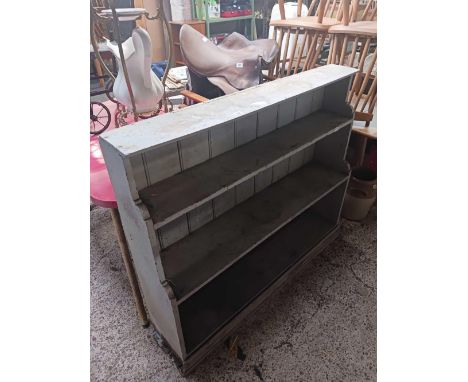 GREY PAINTED WOOD BOOK SHELF, 48" LONG