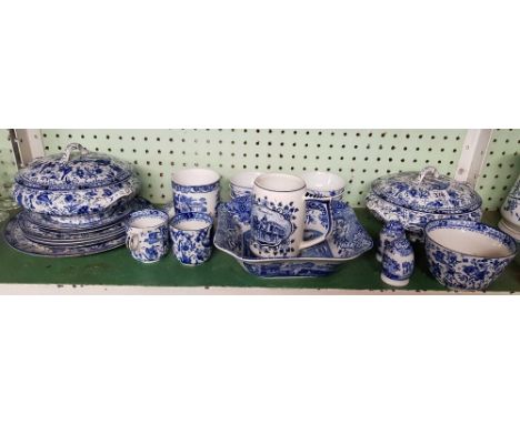 SHELF OF BLUE & WHITE CHINA