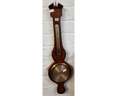 BANJO INLAID MAHOGANY BAROMETER