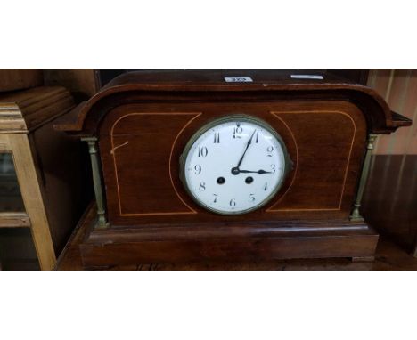 INLAID MAHOGANY MANTEL CLOCK
