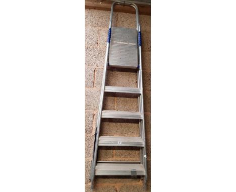 4 STEP ALUMINIUM 5 TREAD STEP LADDER WITH GRAB RAILS BY ABRU