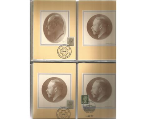 Approx 140 National Postal Museum Postcards most of which have Stamps and various FDI Postmarks, housed in a Sarum Postcard A
