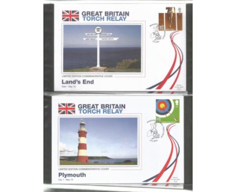 Olympic Games Commemorative Covers, 61 Limited Edition Great Britain Torch Relay FDC with Stamps and FDI Postmarks, Includes 