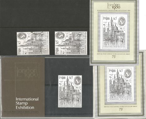 1980 International Stamp Exhibition Collection, Includes 2 x Miniature Sheet, 2 x 50p Stamp mint, 1 x Presentation Pack no 11