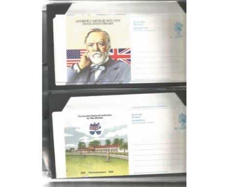 100+ Pre-Paid Envelopes / Aerogrammes housed in a WH Smiths First Day Cover Album, most are clean but some have a range of Po