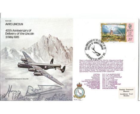 WW2 Battle of Britain pilot Joseph Jan Hanus 310 sqn and ACM Harry Broadhurst signed Avro Lincoln Bomber cover, flown by Shac