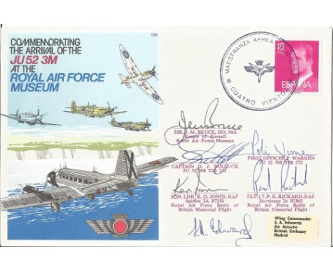Commemorating the Arrival of the JU52 3M at the Royal Air Force Museum FDC multi signed by Mr J. M Bruce, Captain J Bullock, 