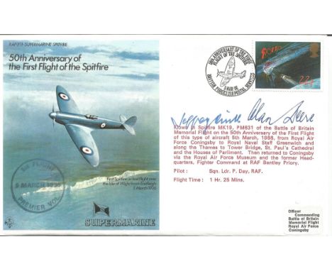 Jeffrey Quill and Alan Deere signed 50th anniv of the first flight of the spitfire cover. Good conditon. We combine postage o