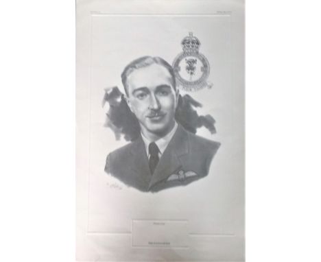  World War Two 24x16 Pencil Drawing print Flight Lieutenant Bill Reid VC limited edition of 1000. Good conditon. We combine p