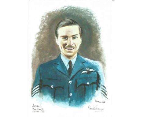 Sgt Pilot Paul Farnes WW2 RAF Battle of Britain Pilot signed colour print 12 x 8 inch signed in Pencil. Image of him in unifo