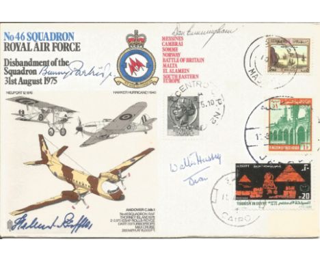 Helmet Ruffler, D Cunningham, W Hussey plus one other signed flown FDC No46 Squadron Disbandment of the Squadron 31st August 