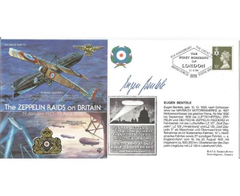 Eugen Bentele signed FDC Great War 22 The Zeppelin Raids on Britain 19 January 1915-13 April 1918 PM British Forces Postal Se