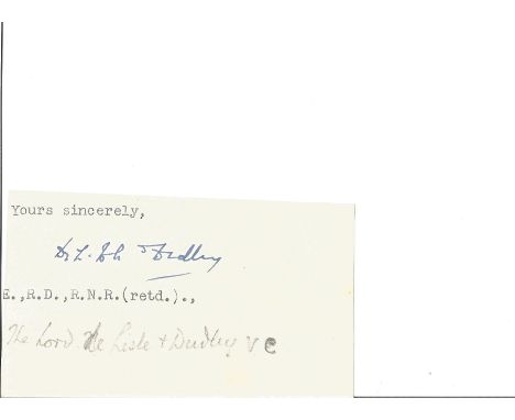 William Philip Sidney, 1st Viscount De L'Isle VC, signed clipping from a letter. William Philip Sidney, 1st Viscount De L'Isl
