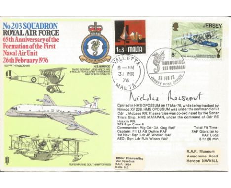 No203 Squadron Royal Air Force 65th Anniversary of the Formation of the First Naval Air Unit 26th February 1976 FDC No 847 of