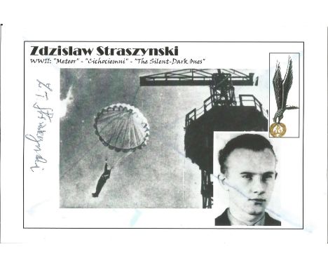 Zdzis?aw Straczynski signed World War II whited card with black and white photo. Zdzis?aw Tadeusz Straczynski pseud. Meteor (