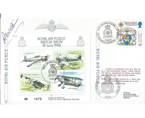 Wing Commander R. C Wilkinson OBE, DFM signed Royal Air Force flown FDC Royal Air Force Halton Show 18th June 1988 Double PM 