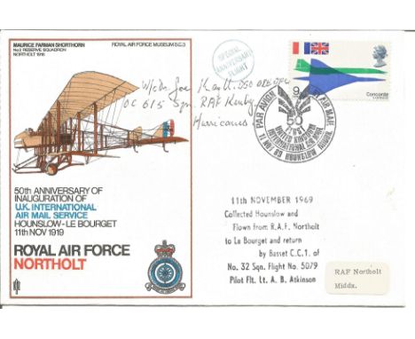 Wg Cdr Joe Kayll signed and flown FDC RAF Northolt 50th anniversary of Inauguration of U. K. International Air Mail Service H