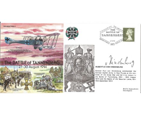 Hubertus Von Hindenburg signed flown FDC Great War 3 The Battle of Tannenberg 27-30 August 1914 PM British Forces 2477 Postal