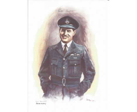 Wg Cmdr Peter Ayerst WW2 RAF Battle of Britain Pilot signed colour print 12x8 inch signed in pencil. Image of him in uniform.