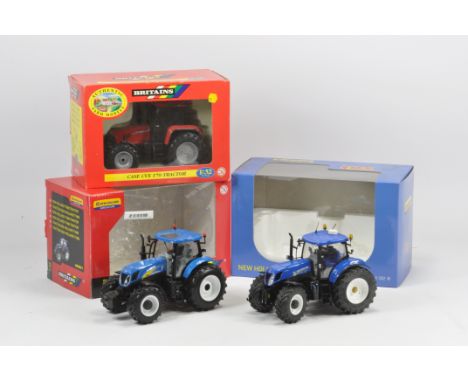 Tractor Trio including ROS New Holland T7070, Britains NH T7060 and Case CVX 170. Near Mint in Boxes. (3)
