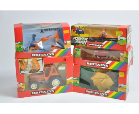 Britains Tractor and Implement Selection including Scarce Fiat 90-90 Tractor in Orange. Generally Fair to Near Mint in Good t
